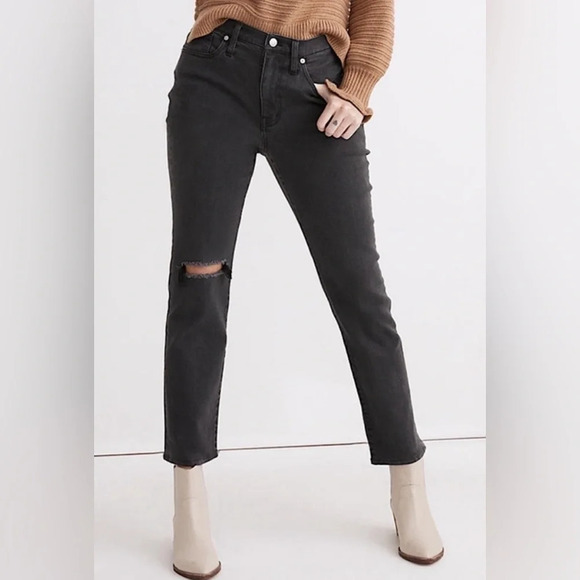Madewell Charcoal Distressed Cropped Jeans - Picture 3 of 11